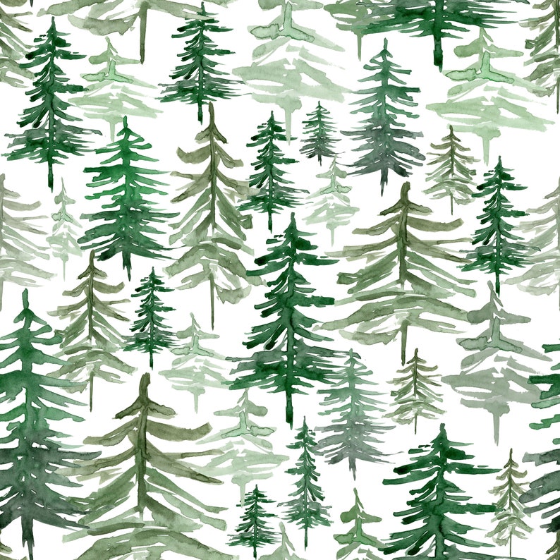 Rustic Forest Trees Fabric by the Yard. Quilting Cotton Etsy