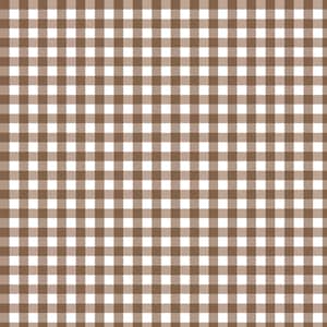 May include: A seamless pattern featuring a brown and white checkered design. The pattern consists of evenly spaced squares, creating a classic gingham or plaid effect. The alternating colors provide a balanced and visually appealing aesthetic, suitable for various applications.