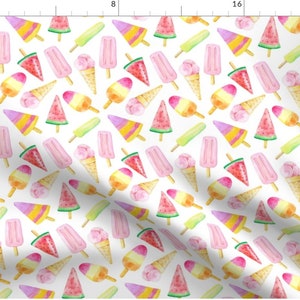 Fruit Ice Cream Fabric by the Yard. Quilt Cotton, Sateen, Poplin, Organic Knit, Jersey, Minky. Dessert, Popsicles, Children's Fabric, Summer image 3