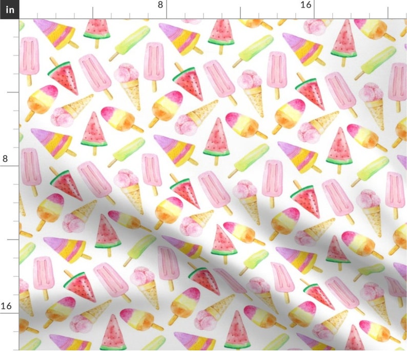 Fruit Ice Cream Fabric by the Yard. Quilt Cotton, Sateen, Poplin, Organic Knit, Jersey, Minky. Dessert, Popsicles, Children's Fabric, Summer image 3