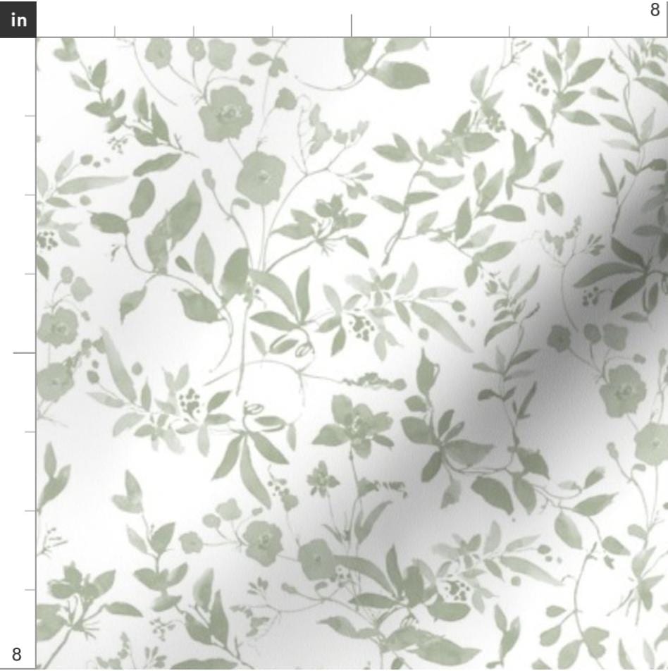 Dainty Sage Floral Fabric by the Yard. Quilting Cotton, Poplin, Knit ...