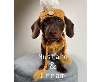 Dog Beanies, Crochet, Sausage Dog, Dachshund, Weiner Dog, Beanie, Large Dogs, Winter Hats, Pet Photography Prop, Great Danes, Poodles, Doxie