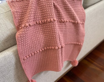 Baby throw, Baby Blanket, Cot Blanket, Pram Throw, Lounge Throw, Crochet, Handmade, Pink