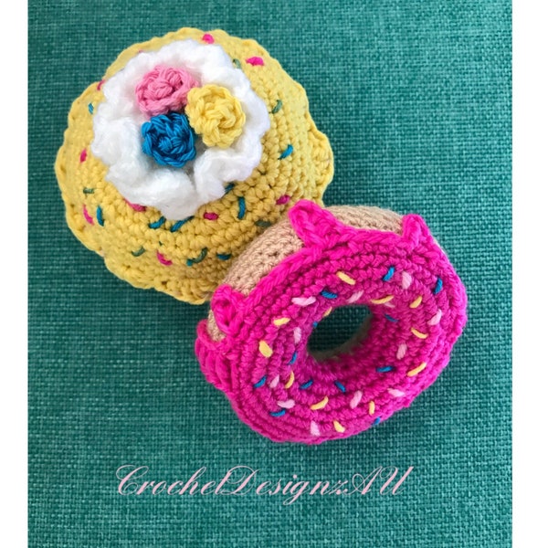 Cupcake, Donut, Dog Toy, Cat Toy, Crochet, Dachshund, Sausage Dog