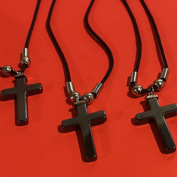 1 Cross hematite pendant necklace crucifix jesus gothic beautiful jewelry gothic goth