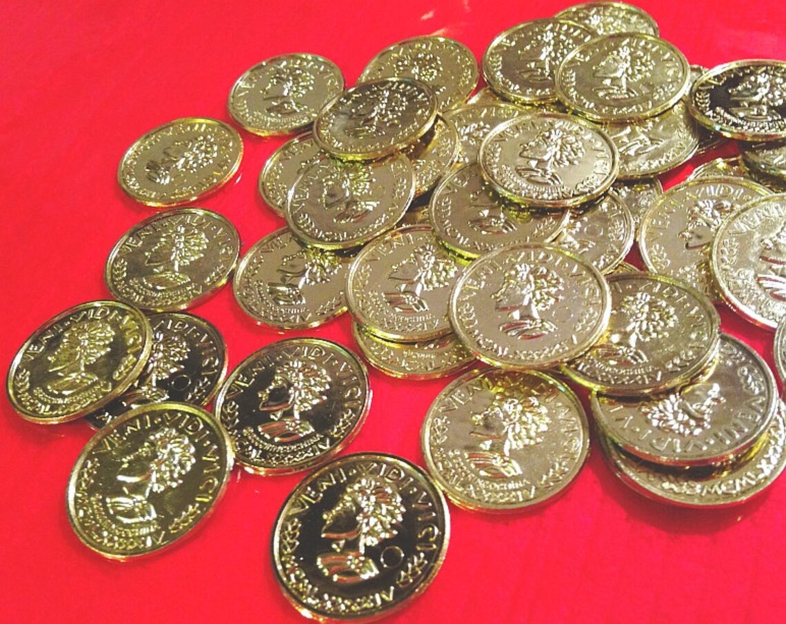 Vintage Toy Lot of 100 plastic pretend money coin GOLD Pirate Etsy