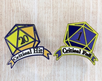 D&D Dice Pins: Critical Fail and Critical Hit