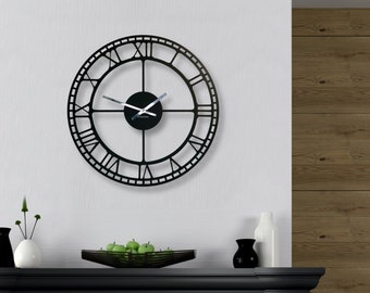 Vintage style wall clock in black