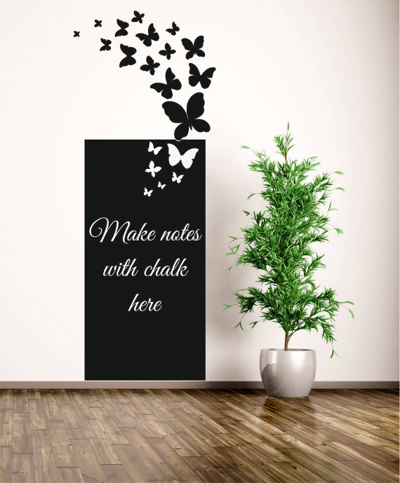 Chalkboard Decal With Butterflies Blackboard Sticker Kids Room Decor Removable Wall Sticker Blackboard Sticker Washable Girls Room Decor