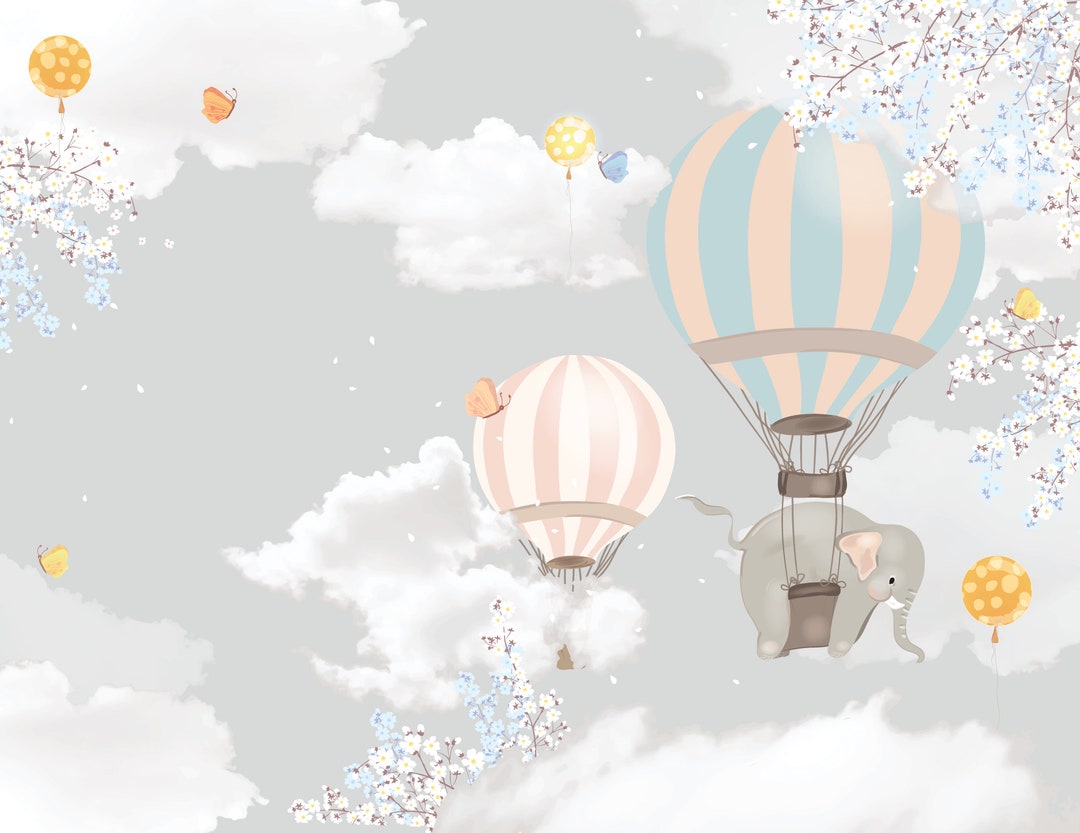 Hot Air Balloon Wallpaper for Kids Room - Etsy Israel