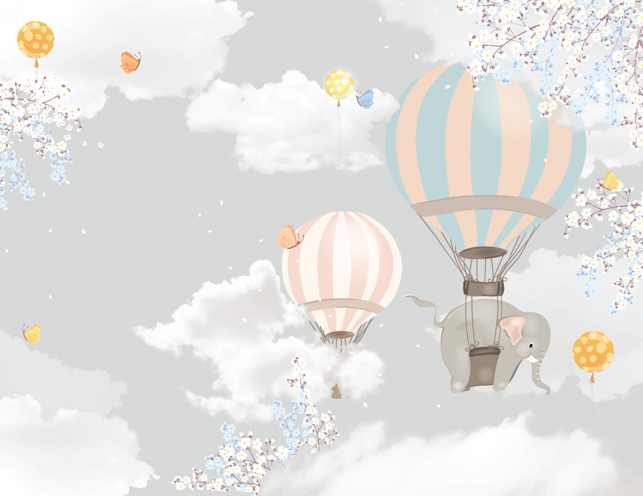 Hot Air Balloon Wallpaper for Kids Room - Etsy New Zealand