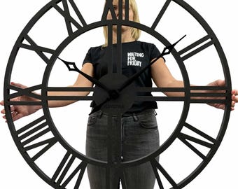 80cm Loft Wall Clock: Minimalist Industrial Home Decor