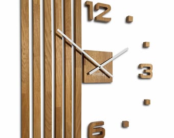 Wall Clock Oak Five Lines