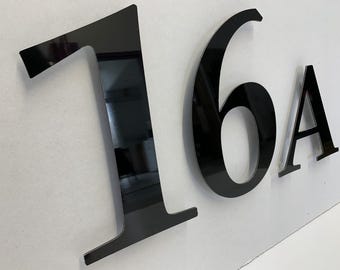Large 3D Black Aluminum House Number: Modern Floating Address Sign