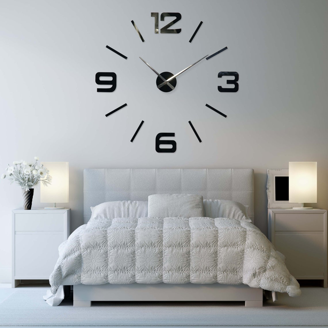 Large Bedroom Wall Clock 40 50 Inches Silent Etsy