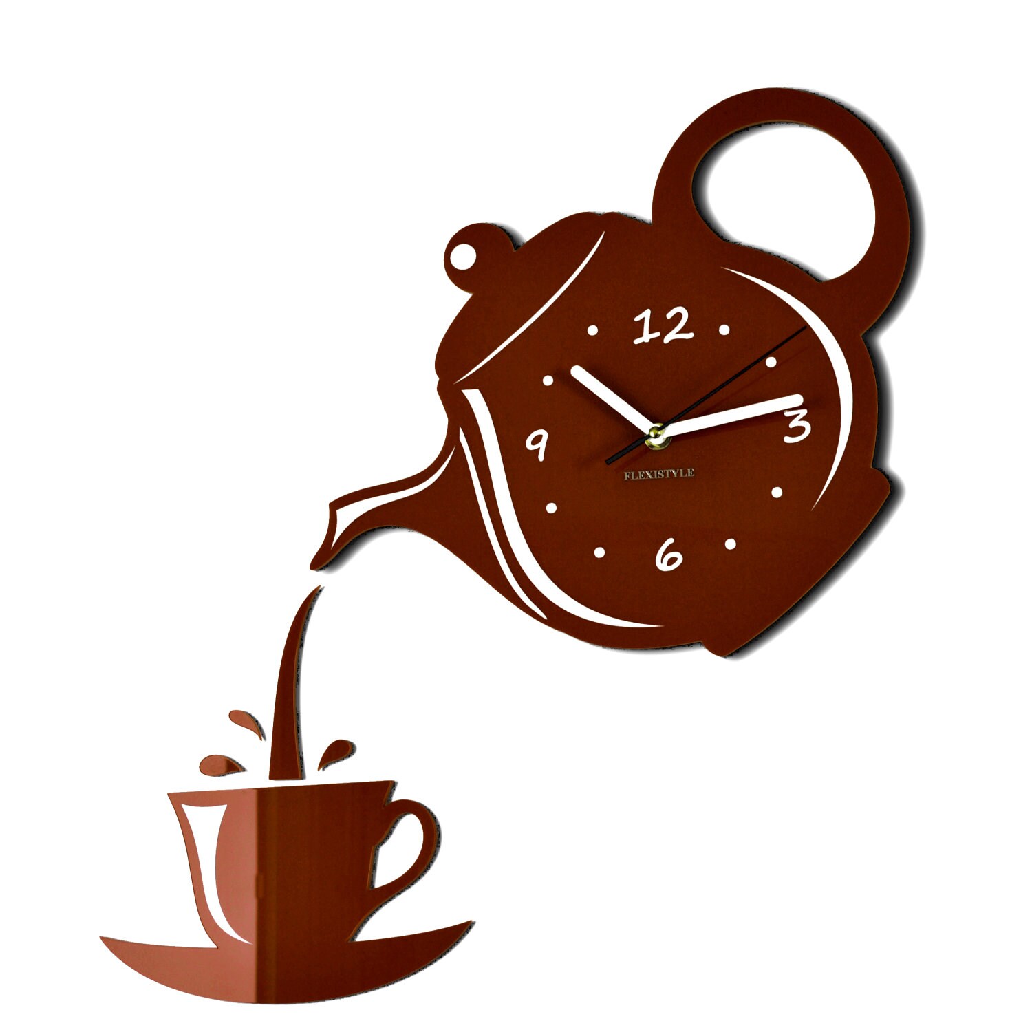 Kitchen Clock Mirror Teapot and Cup Clock Acrylic Glass Clock Etsy