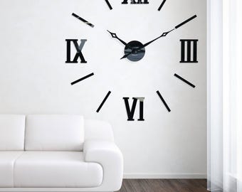 Large black wall clock 40 - 50 inches