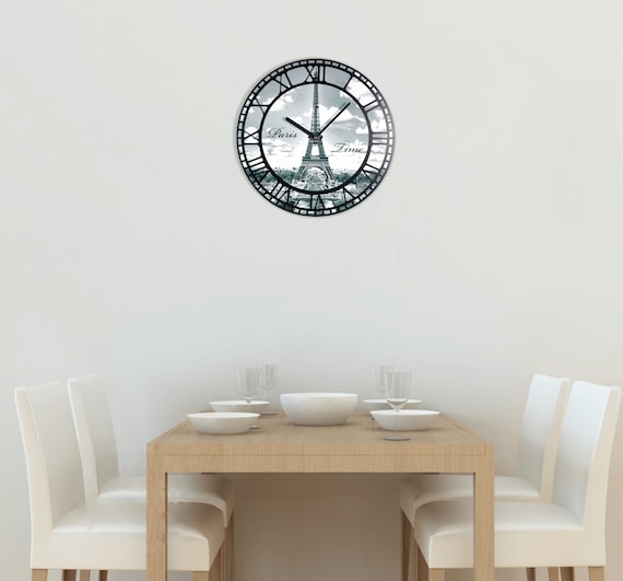 1100-004 PARIS Wanduhr Wanddeko Uhr aus Glas Durchmesser ca 38 cm 
