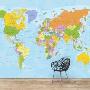 Fondo de pantalla del mapa del mundo político colorido