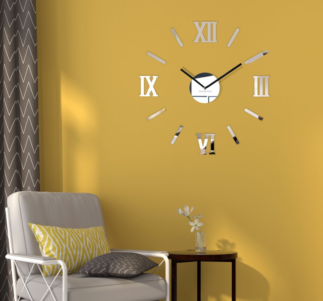 Roman Numerals Clock Mirror Design Clock Removable Decoration Etsy UK