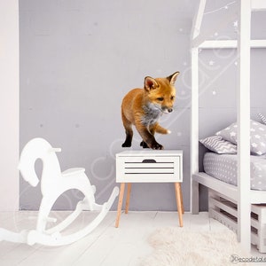 Kids room fox wall decor little fox decal real like fox wall art vinyl decal nursery decor kids room decor woodland animal wall art