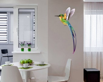 Wall decor hummingbird decal colourful bird wall art colibri wall decal hummingbird sticker wall decal kids room living room wall decal