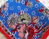 Vividly Vintage Floral Hankie Silky Handkerchief Red Blue Green Pink Flowers Shabby Cottage Chic Wedding Favor Printed Hanky Pocket Square
