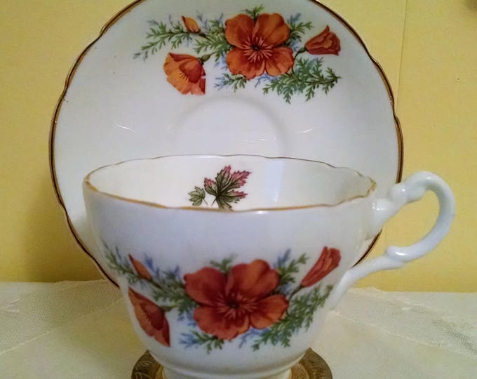 Regency Bone China Tea Cup & Saucer Set Yellow Marigolds Fall Leaves