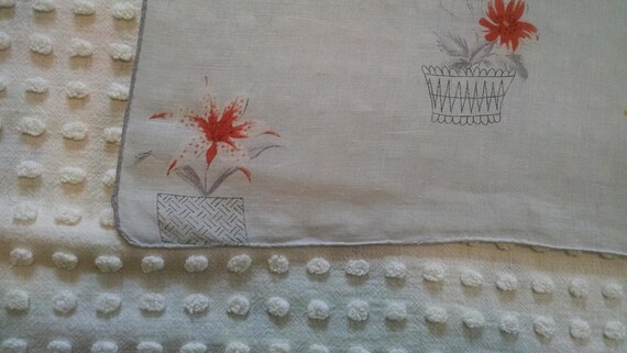 Lovely Vintage Floral Hankie Handkerchief Gray Gr… - image 4