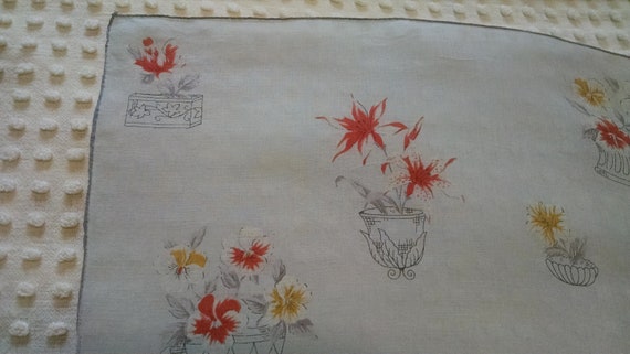 Lovely Vintage Floral Hankie Handkerchief Gray Gr… - image 3