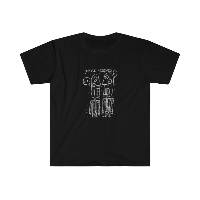Make Friends white on black Softstyle T-Shirt image 1
