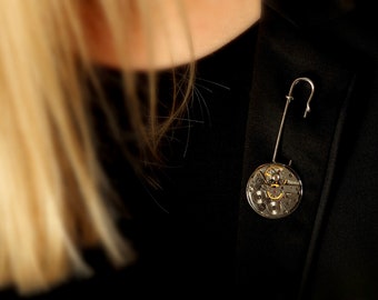 perno di movimento orologio con movimento 25mm, steampunk vintage fatto a mano retrò orologio antico perno, grande ciondolo regalo, anello orologio sovietico
