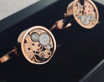 Cufflinks made with Genuine non-working real Omega movements different calibers, cufflinks for men, unique steampunk gift, vintage real