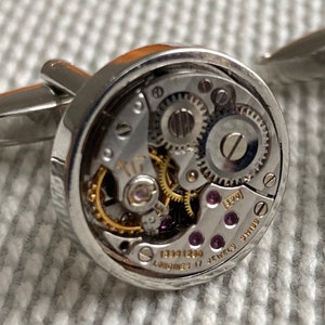 Longines cufflinks, round miniature 13mm movement cal.320, vintage steampunk hand made cufflinks, watch cufflinks