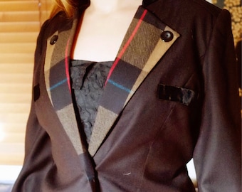 1980s check collared riding jacket