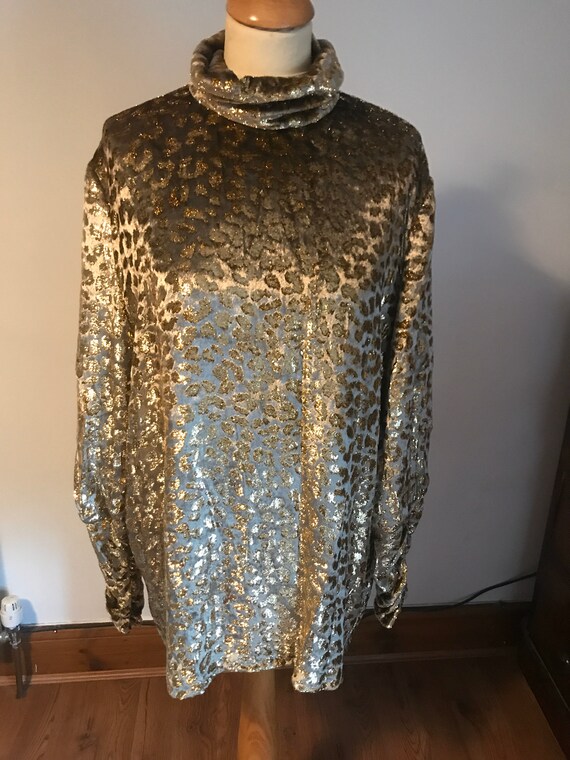 Gold devoree velvet 80s mini dress or long top wit