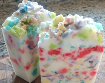 Confetti Soap. Handmade. Infused with Essential Oils. Sprinkles. Fun and Girly Favor. Party Favor. Multi-Colored. Glitter. Cotton Candy.