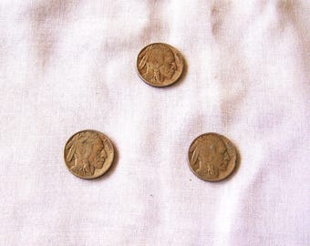 Buffalo Nickels Set of 3, Very Old Nickels, American Product, Rare Nickels, Collectible Coins, Early American Nickels