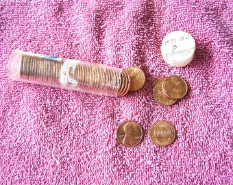 1973 P Lincoln Pennies or Cents, Roll of 50 Uncirculated, Estate Find, Copper Pennies, 1973 Coins, American Seller, Collectible Coins