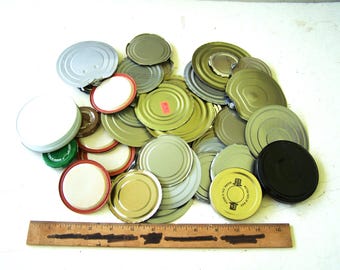 Round Metal Food Can Lids Lot of 50, Metal Art and Craft Supply, Assemblage, Upcycled Food Can Lids, American Product, Recycled Can Lids