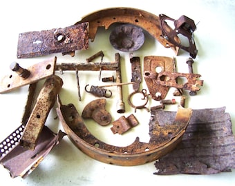 Zardzewiałe metalowe elementy do rękodzieła i sztuki, 7 funtów, Mieszany zardzewiały metal, Materiały artystyczne do obróbki metalu, Farbowanie tkanin rdzą, Produkt amerykański