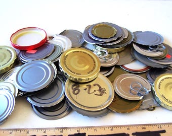Lote de 50 tapas redondas de metal para latas de comida, material para manualidades y arte en metal, ensamblaje, tapas de latas recicladas, producto estadounidense, tapas de latas recicladas