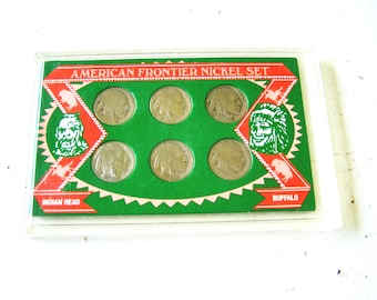 American Frontier Nickel Set, Six Indian Head Buffalo Nickels, United States Minted Coin Set, American Seller, Collectible Coins, Nickels