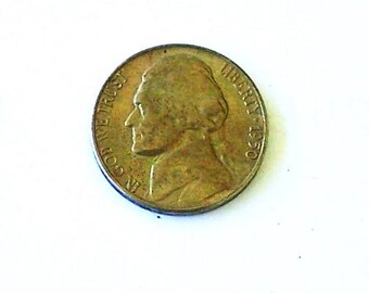 Moneta niklowa Jefferson z 1950 r. D. Nieobiegowa, Moneta niklowa Jefferson z pełnymi schodami, Moneta amerykańska, Prezent urodzinowy, Moneta niklowa kolekcjonerska