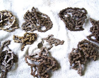 Bicycle Chain Pieces 300 Inches, American Product, Industrial Art Supply, Recycled Bicycle Chain, Craft Supply, Bike Chain