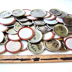 Used Miscellaneous Canning Lids Lot of 50, Metal Art/Craft Supply, Assemblage, Upcycled Food Jar Lids, American Product, Recycled Jar Lids