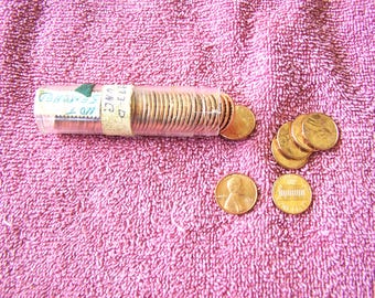 1973 D Lincoln Pennies or Cents, Roll of 50 Uncirculated, Estate Find, Copper Pennies, 1973 Coins, American Seller, Collectible Coins