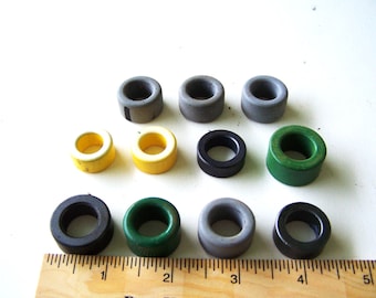 Toroidal Ferrite Cores Set of 11 Used, Toroidal Inductor Cores, Upcycled Electronic Parts, Donut Shaped Parts, Toroid Coils Unwound