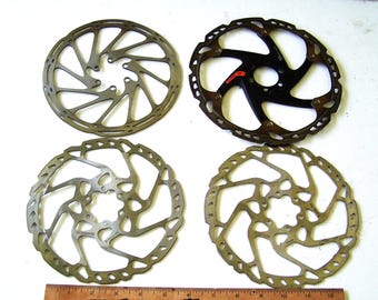 Aluminum and Steel Bicycle Gears or Sprockets Lot of 4, Industrial Art Supply, Metal Sculpture Parts, Recycled Bike Parts, USA Seller