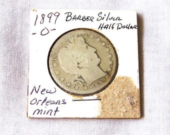 1899 O Barber Silver Half Dollar, American Product, Old Silver Coin, Barber Halves, Coin Collecting, Rare Silver Coin